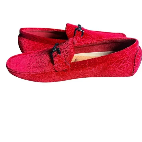 Royal Shoes Red Velvet Loafers Moccasins Men’s Size 11 Shoes New - Picture 2 of 6